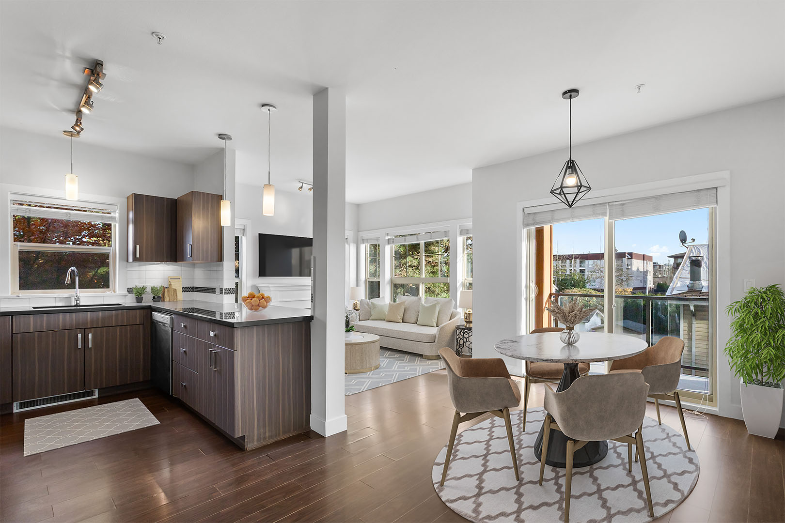 Staged bedroom with natural light