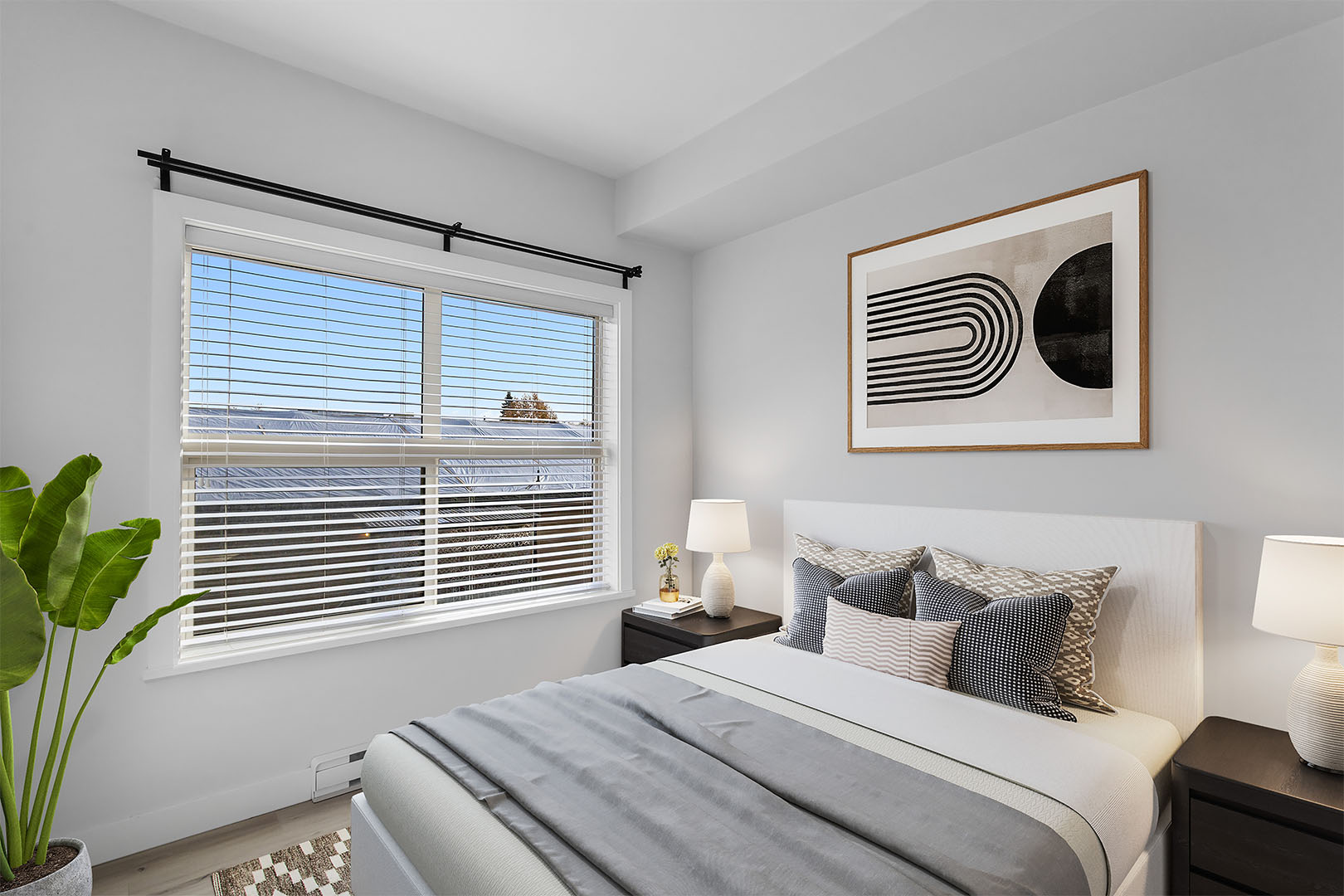 Staged bathroom with modern finishes