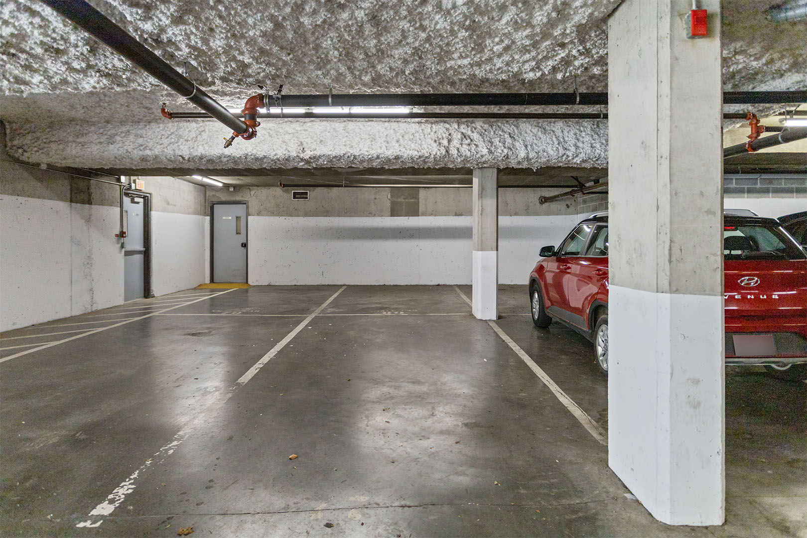 Balcony overlooking landscaped courtyard